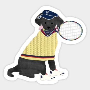 Black Lab Preppy Tennis Dog Sticker